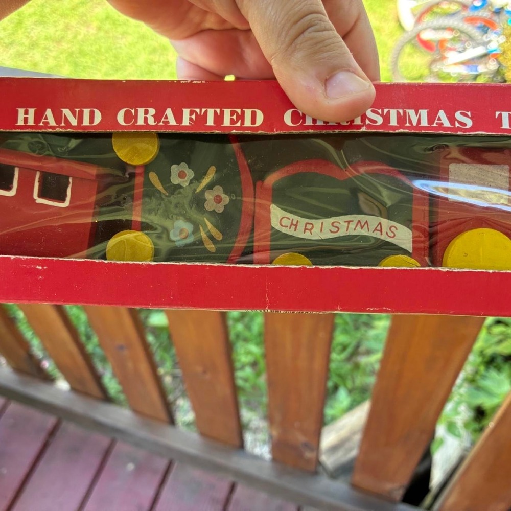 Unbranded Christmas Train Set Unisex OS Red NEW Handcrafted Wooden 90s Vintage